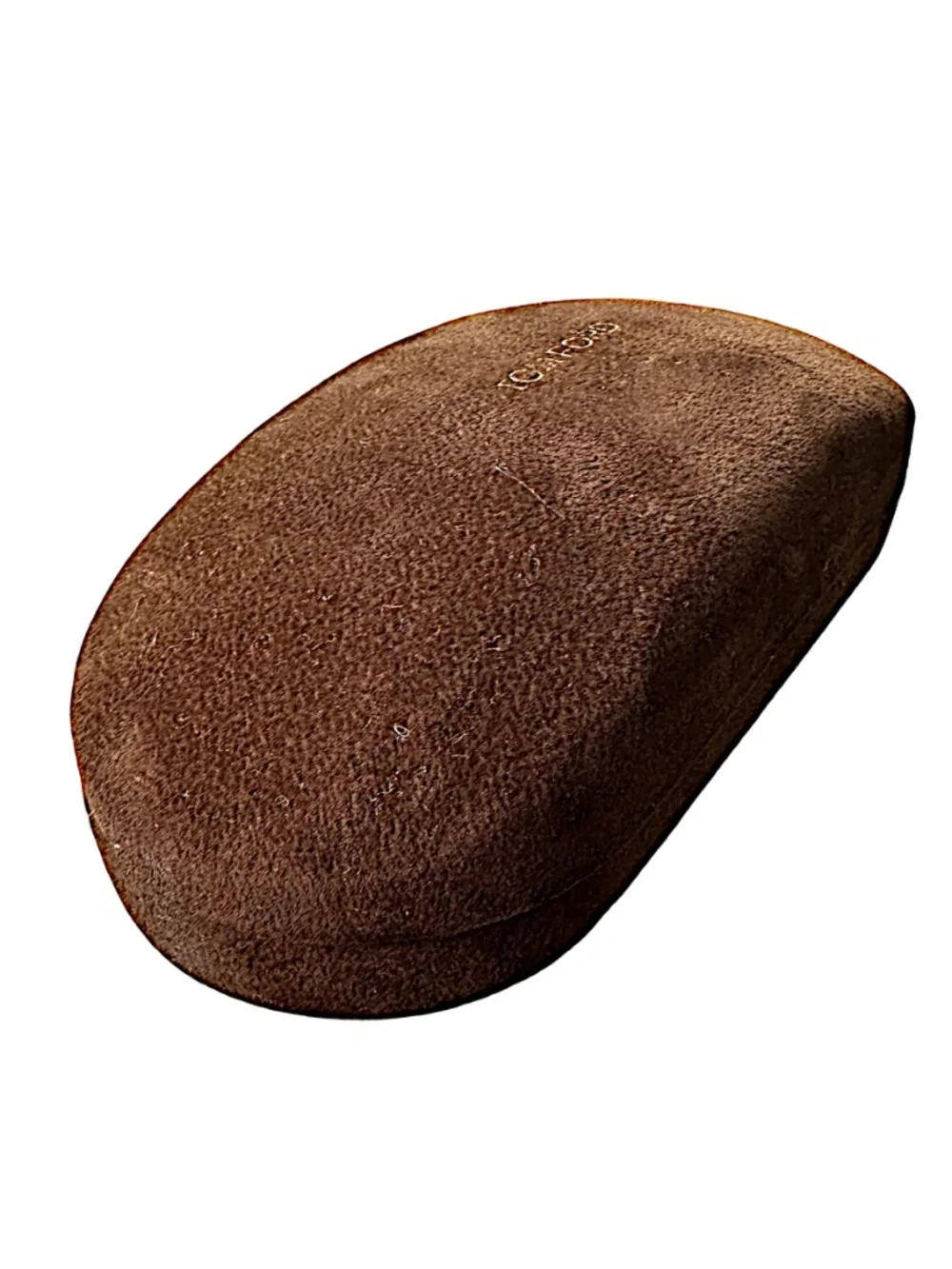 TOM FORD Brown Suede Hardshell Eyewear Sunglasses Case 6.5” Oval